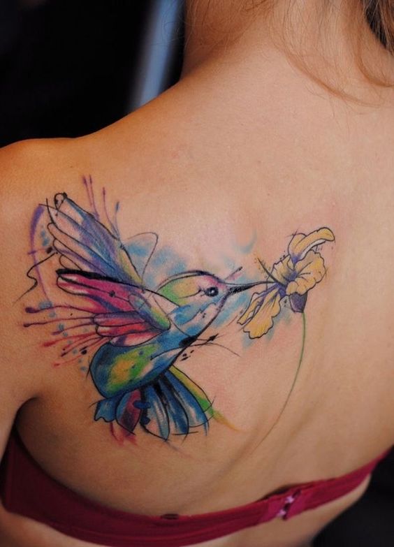 oiseau aquarelle tattoo
