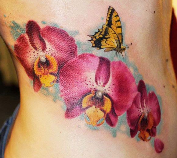 wonderful_watercolor_orchids_with_yellow_butterfly_tattoo
