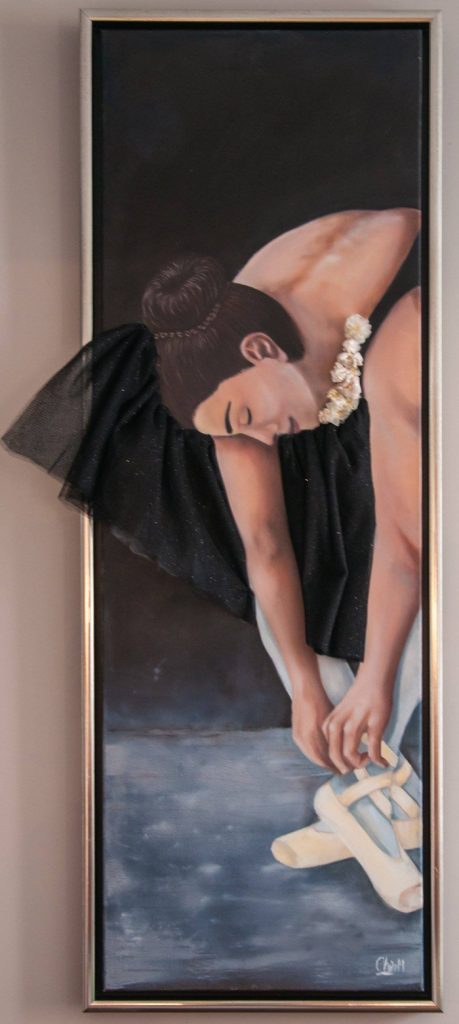 "Ballerina", peinture à l'huile avec textile
